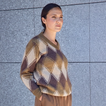 Pull en laine mohair et soie jacquard femme