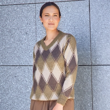 Pull en laine mohair et soie jacquard femme