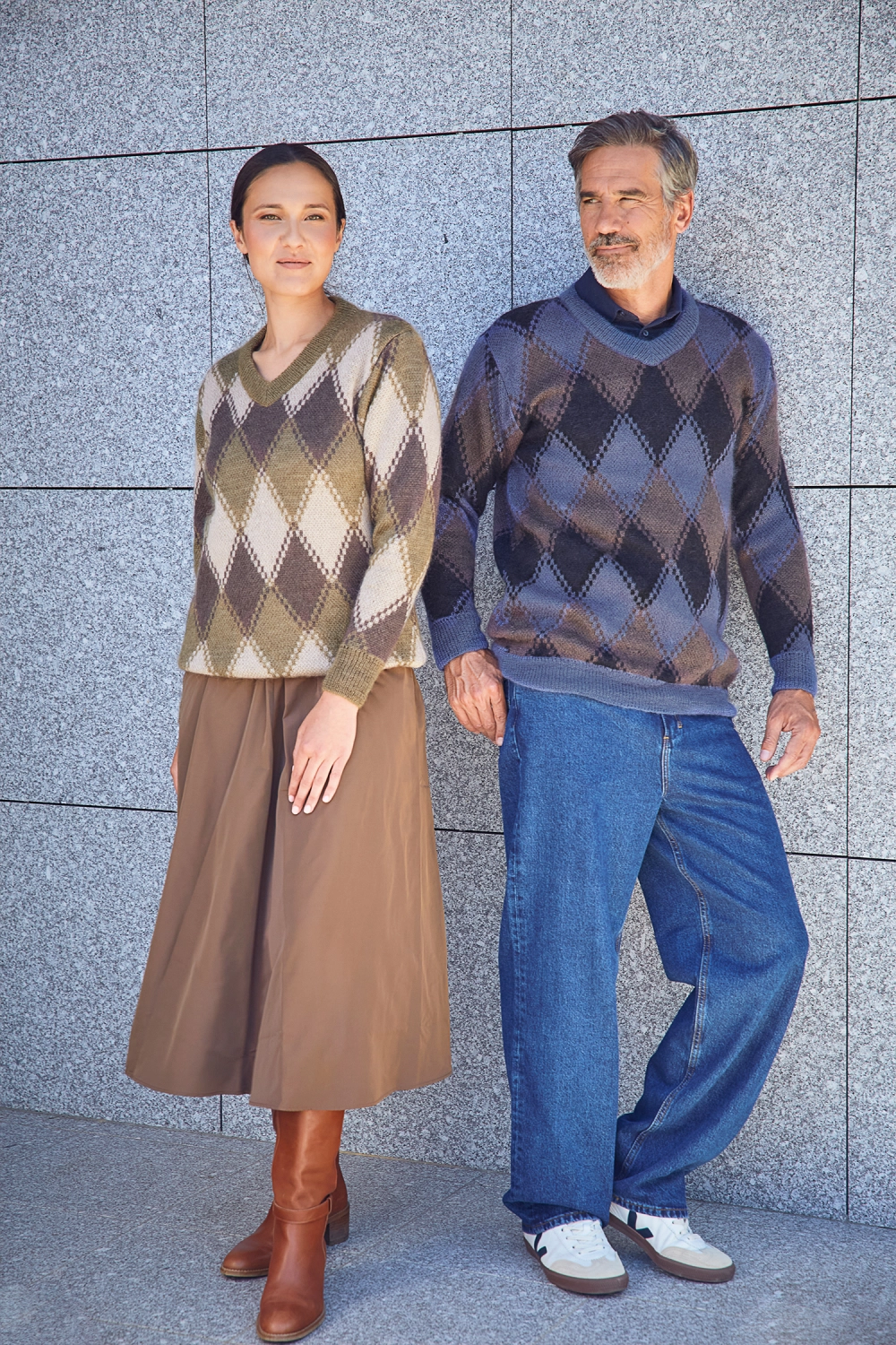 Pull en laine mohair et soie jacquard homme