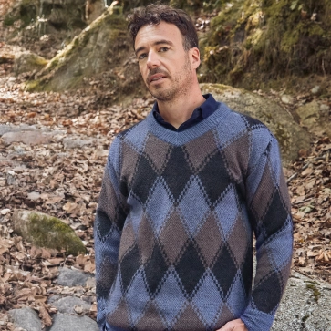 Pull en laine mohair et soie jacquard homme