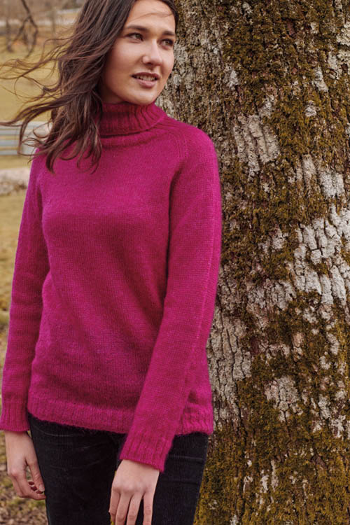 Pull mohair et soie col roulé