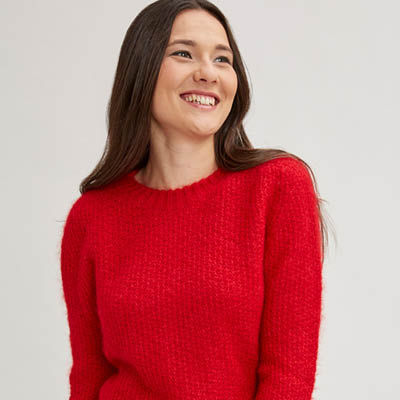 Pull laine mohair col rond pour femme 