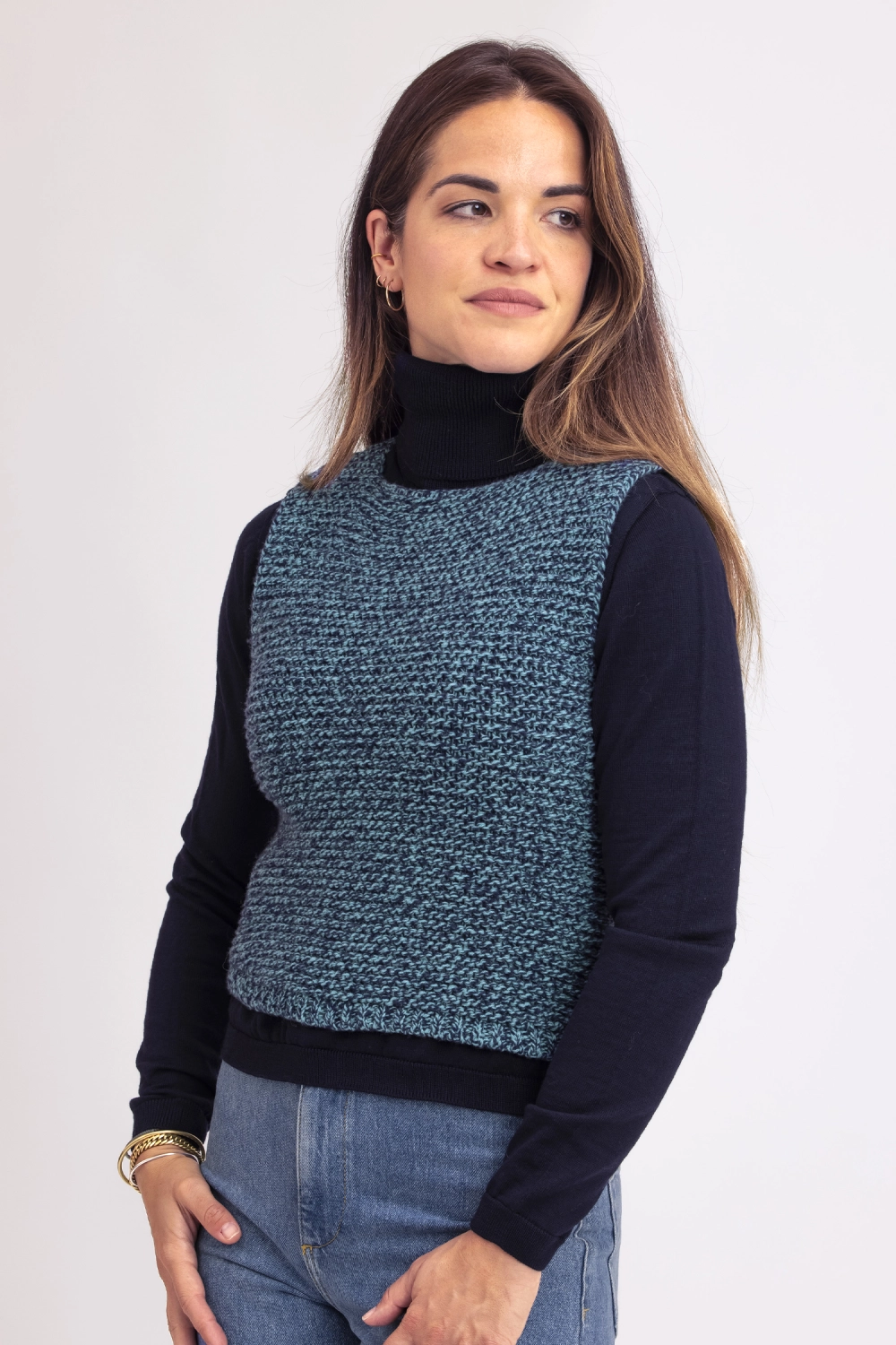 Pull sans manche laine recyclee bobmabel femme 3