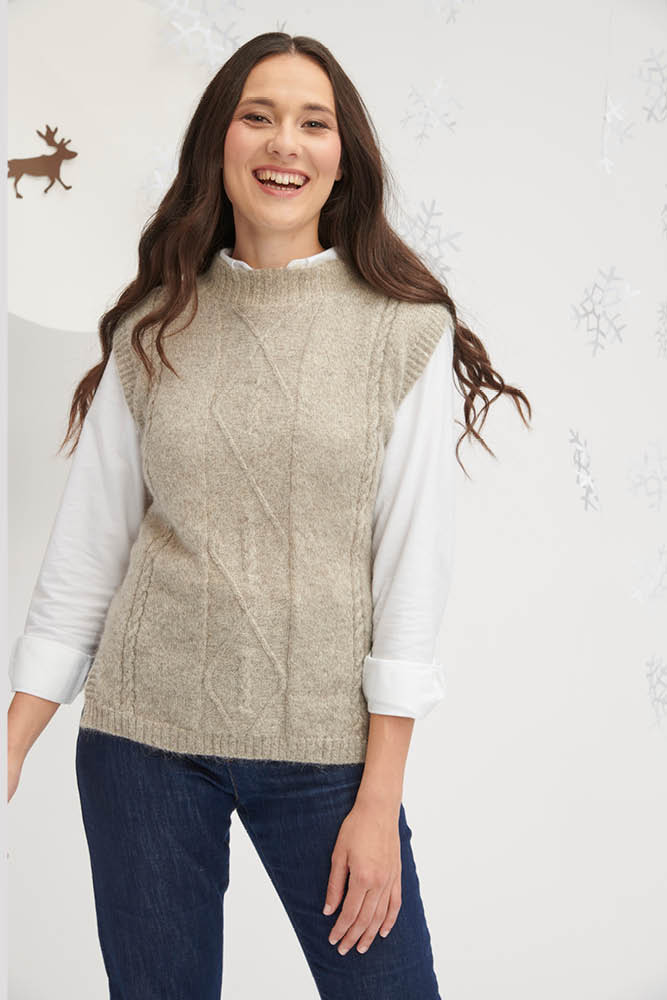 Pull sans manches torsades femme ymsm noel B