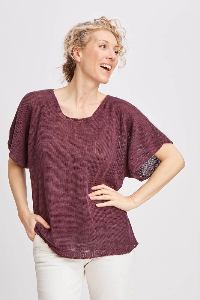 Pull en lin tunique femme
