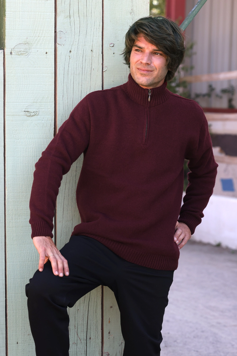 Pull en laine recyclé col camionneur pour homme Gaspard