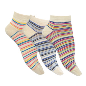 Socquettes coton bio à rayures multicolores