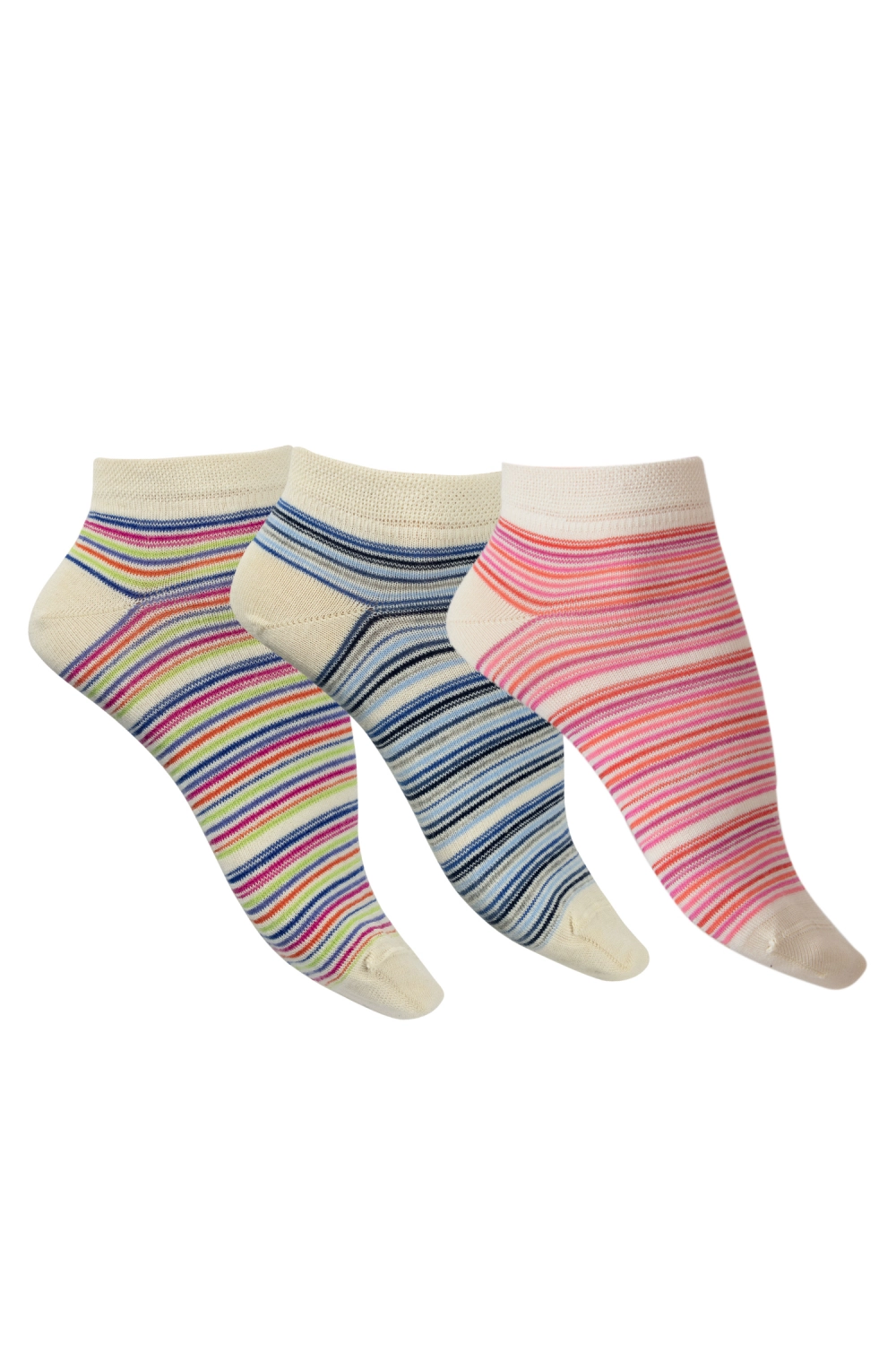Socquettes coton bio à rayures multicolores