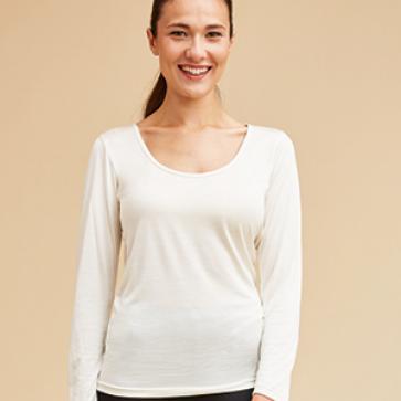 T-shirt soie manches longues col rond pour femme
