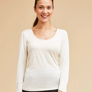 T-shirt soie manches longues col rond pour femme
