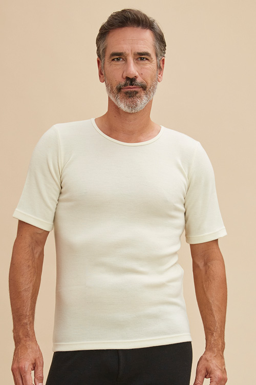 T-shirt en lin à manches courtes pour homme avec col rond