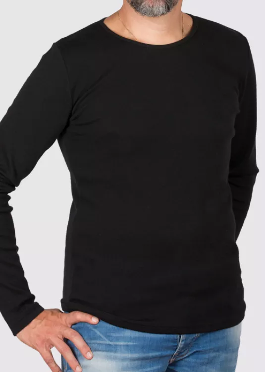 T-shirt laine mérinos manches longues pour homme