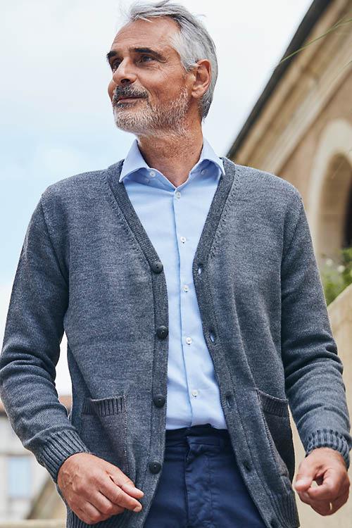 Cardigan à poches mérinos