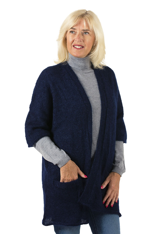 Veste longue en laine mohair et soie