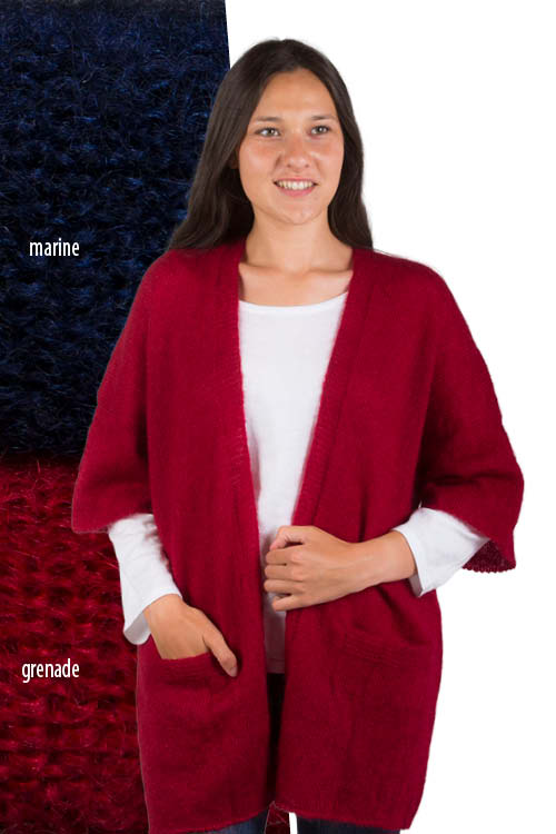Veste longue en laine mohair et soie Bonnes affaires