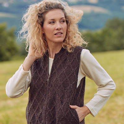 Gilet en laine sans manche yack mérinos et soie pour femme