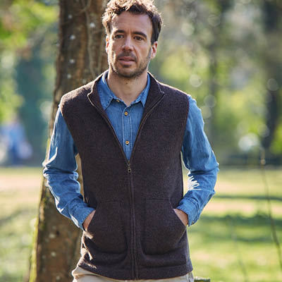 Gilet en laine sans manche yack mérinos et soie pour homme